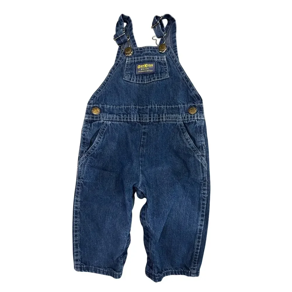 OshKosh B'gosh Dark Blue Denim Kids Overalls size 12 months